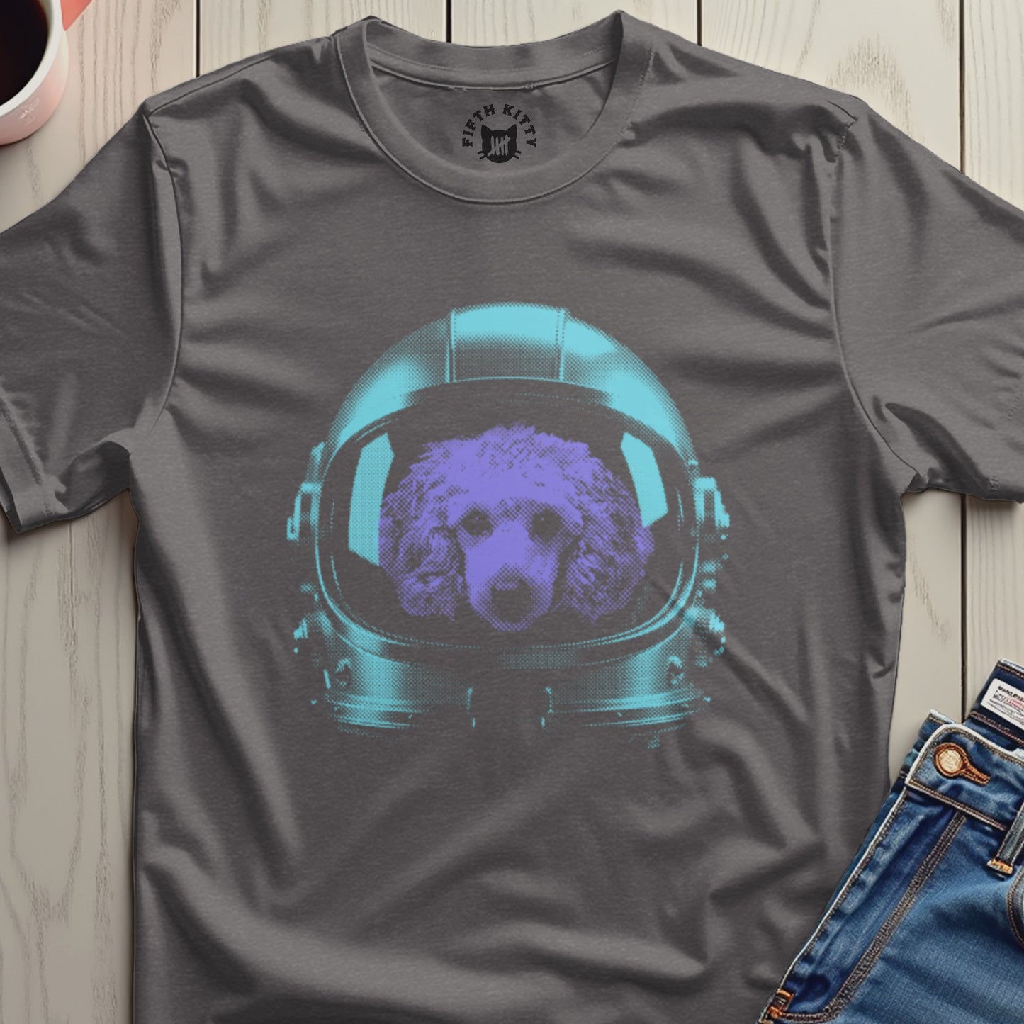 Astronaut Poodle Graphic Tee Unique Design