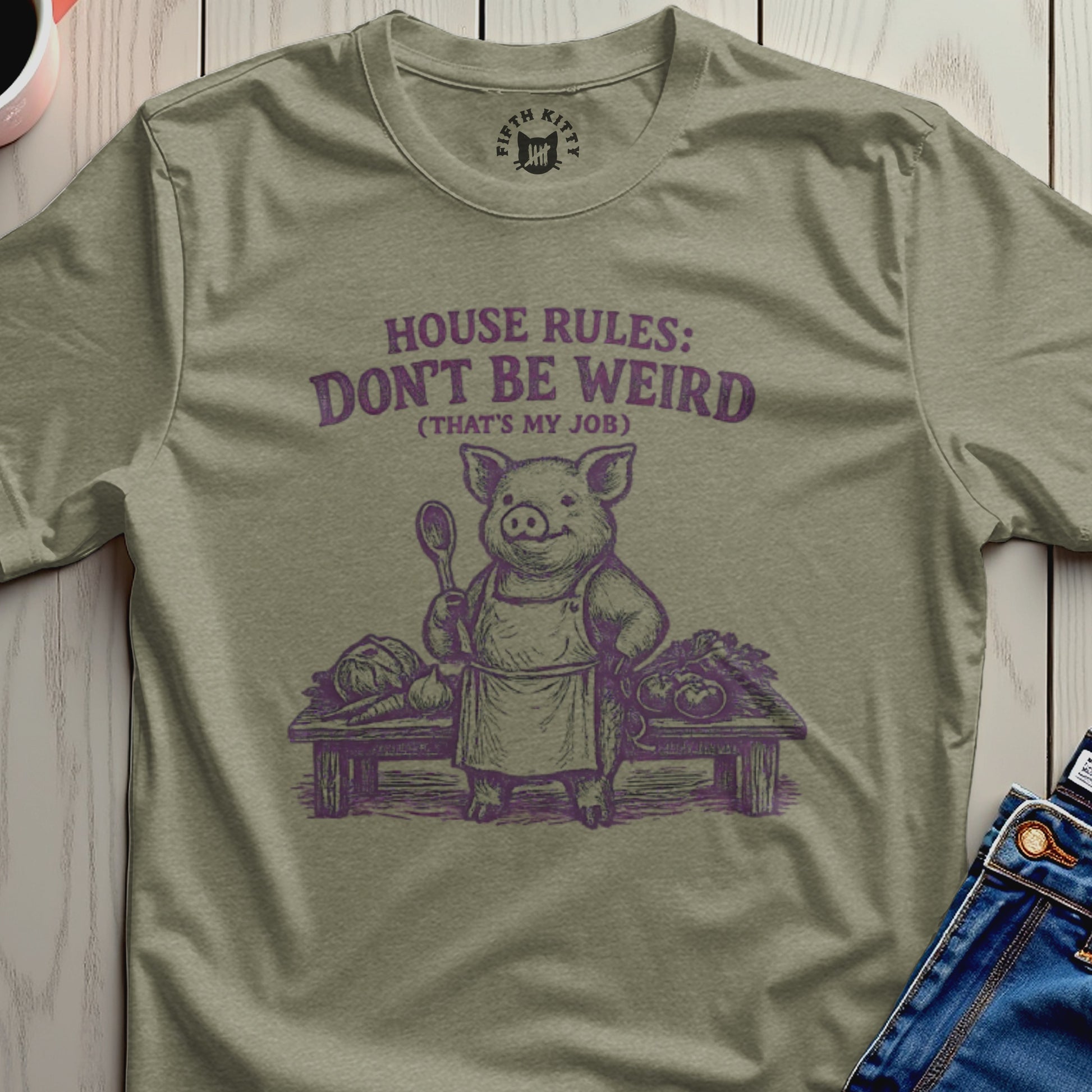 House Rules Don't Be Weird Pig Chef T-shirt