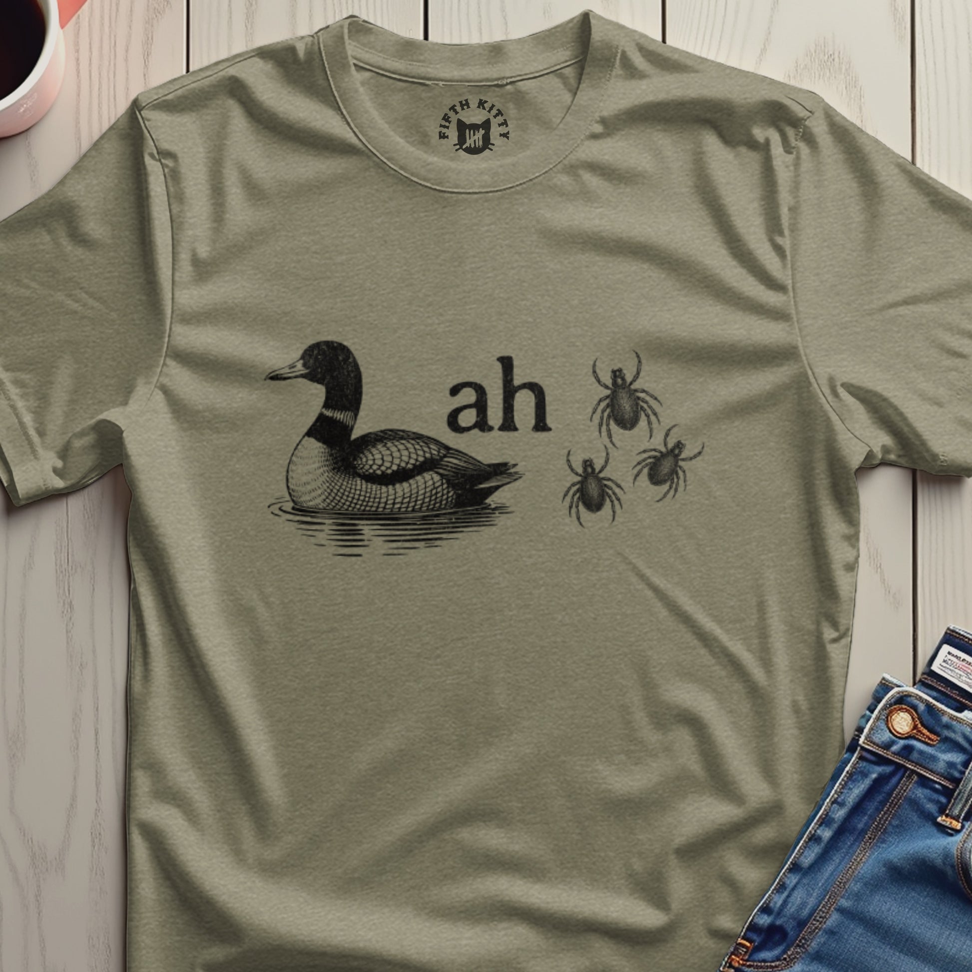 Humorous Duck and Insects Graphic Printed T-shirt