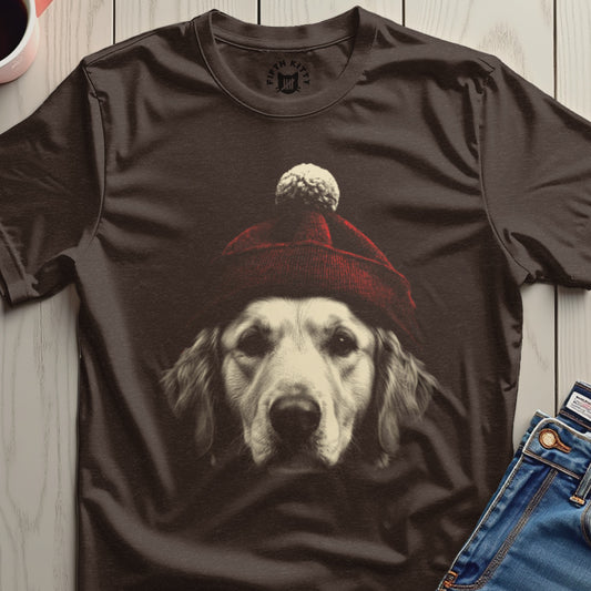 Cute Labrador in Red Knit Cap Graphic Shirt