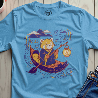 Red Panda Canoeing with Lantern Graphic Tee Shirt