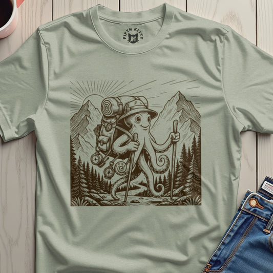 Octopus in Mountains Hiking Adventure T-Shirt