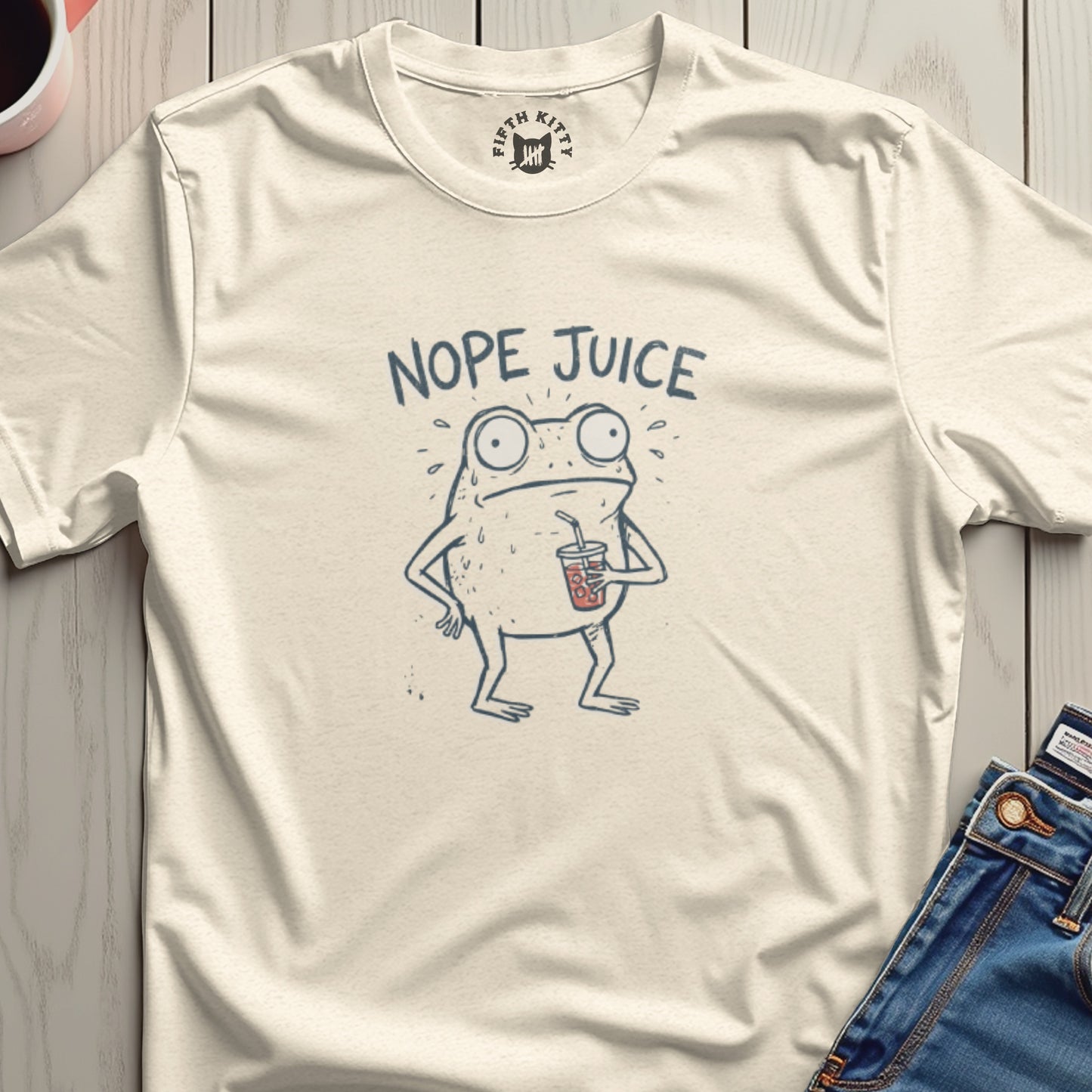 Nope Juice Frog Graphic T-Shirt with Funny Cartoon Design