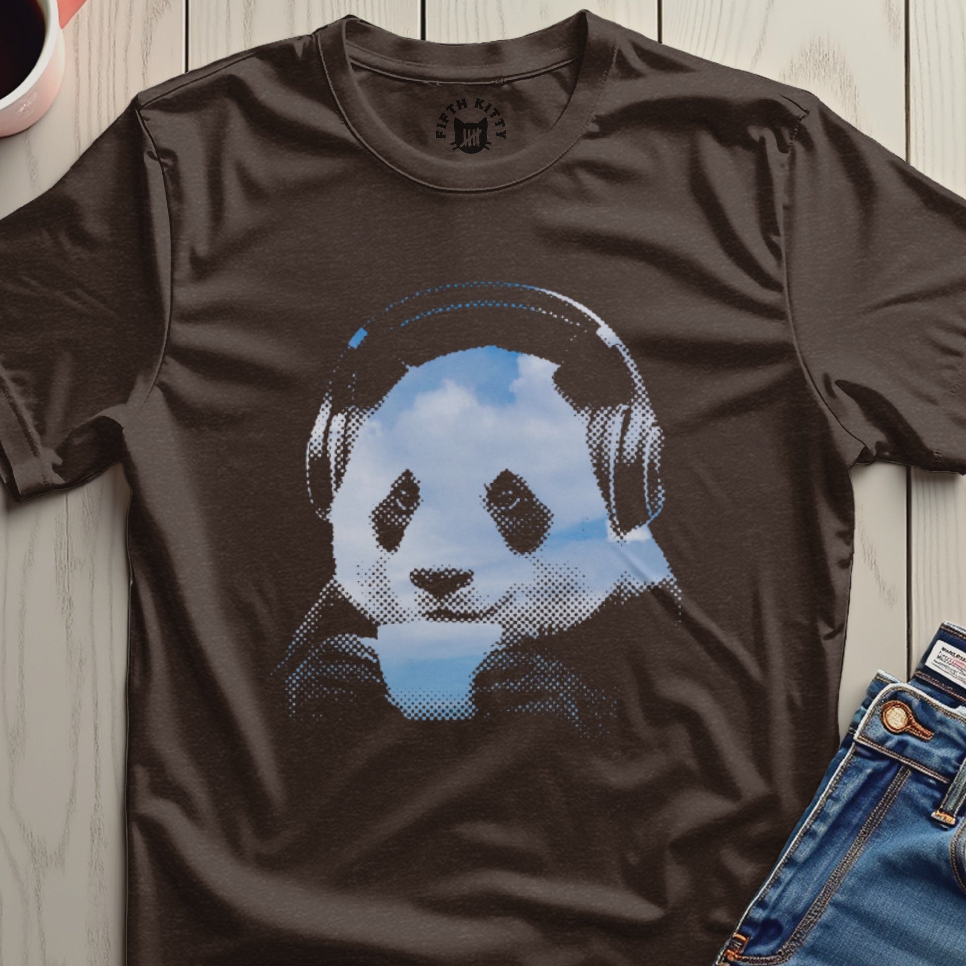 Panda Listening to Music Graphic T-Shirt
