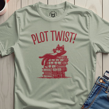 Plot Twist Cat Graphic Unisex T-Shirt