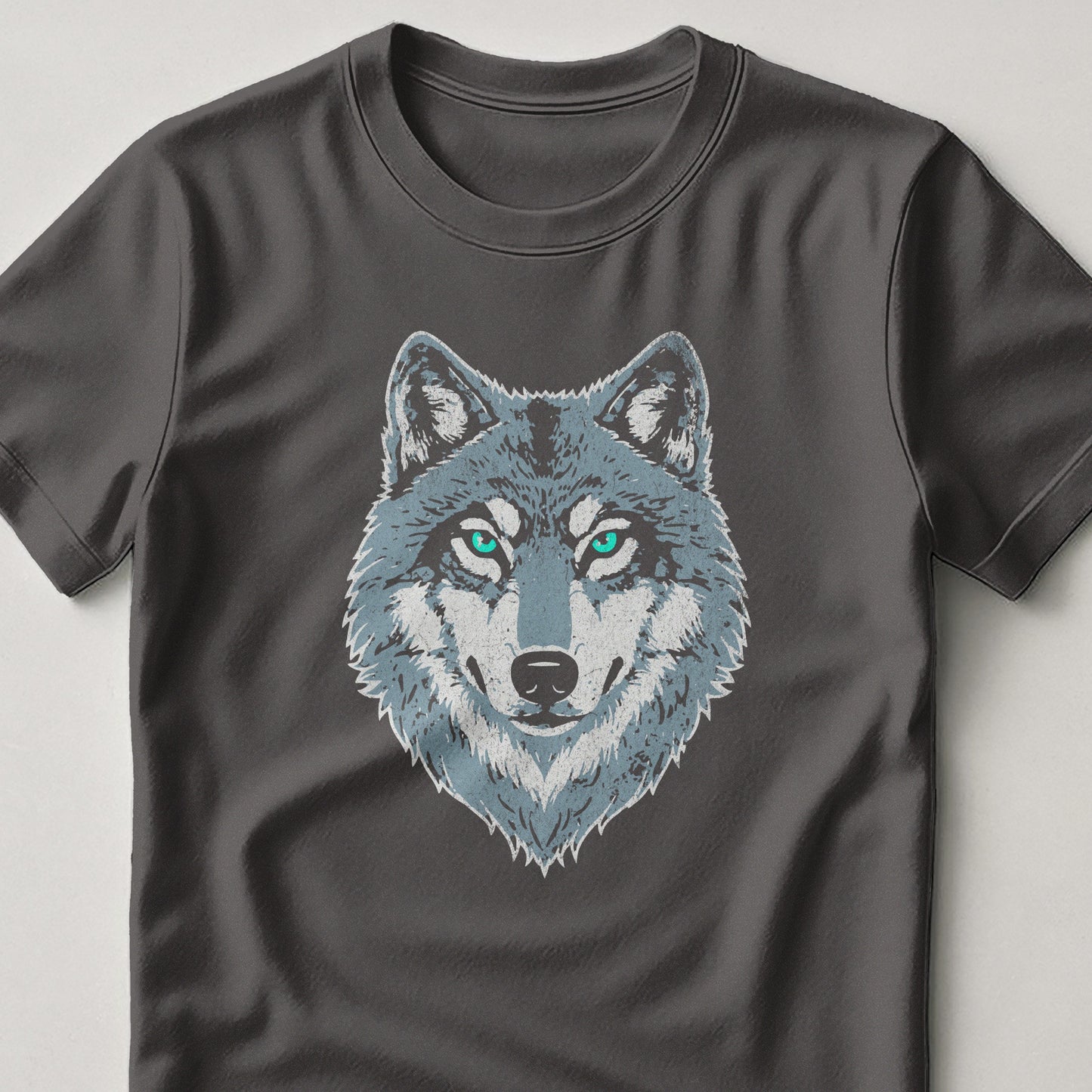 Graphic T-Shirt with Blue Eyed Wolf Face Design product
