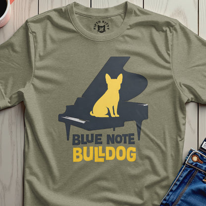 Yellow Bulldog on Blue Note Piano Graphic T-Shirt