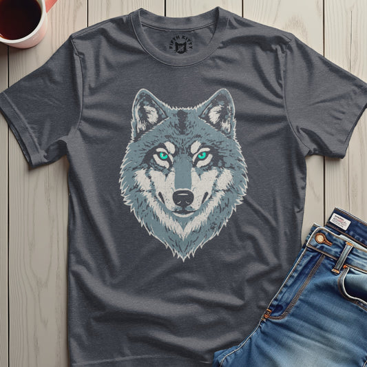 Majestic Wolf Design Grey T-Shirt Unique Graphic product type