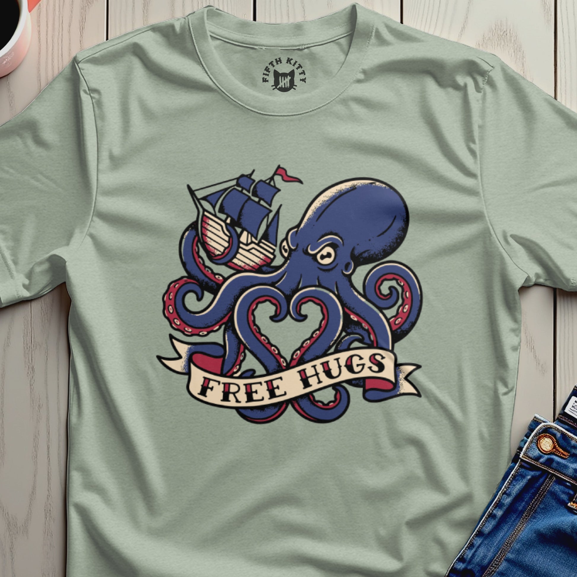 Free Hugs Octopus Graphic Tee Shirt