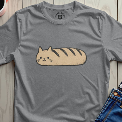 Gray t-shirt with a cartoon loaf-shaped cat and "Fifth Kitty" logo.