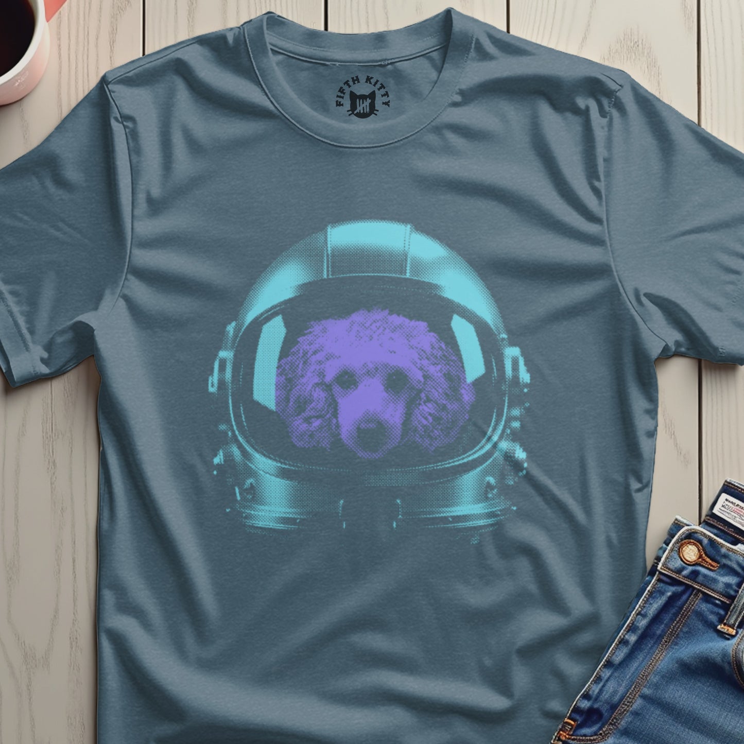 Dog in Astronaut Helmet Graphic Print T-shirt