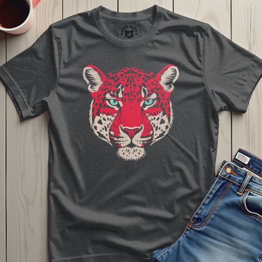 Fierce Red Leopard Blue Eyes Graphic Artwork T-shirt product