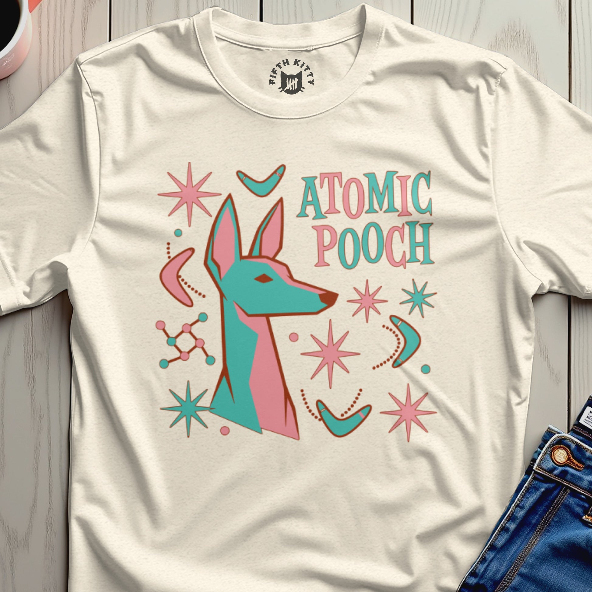 Atomic Pooch Graphic Tee with Retro Dog Design
