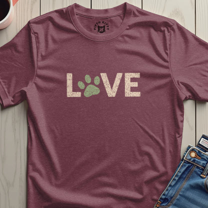 Love Paw Print Graphic T-Shirt for Pet Lovers