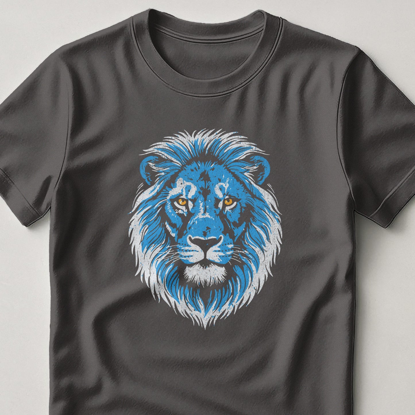 Blue and White Lion Illustration Graphic T-Shirt product