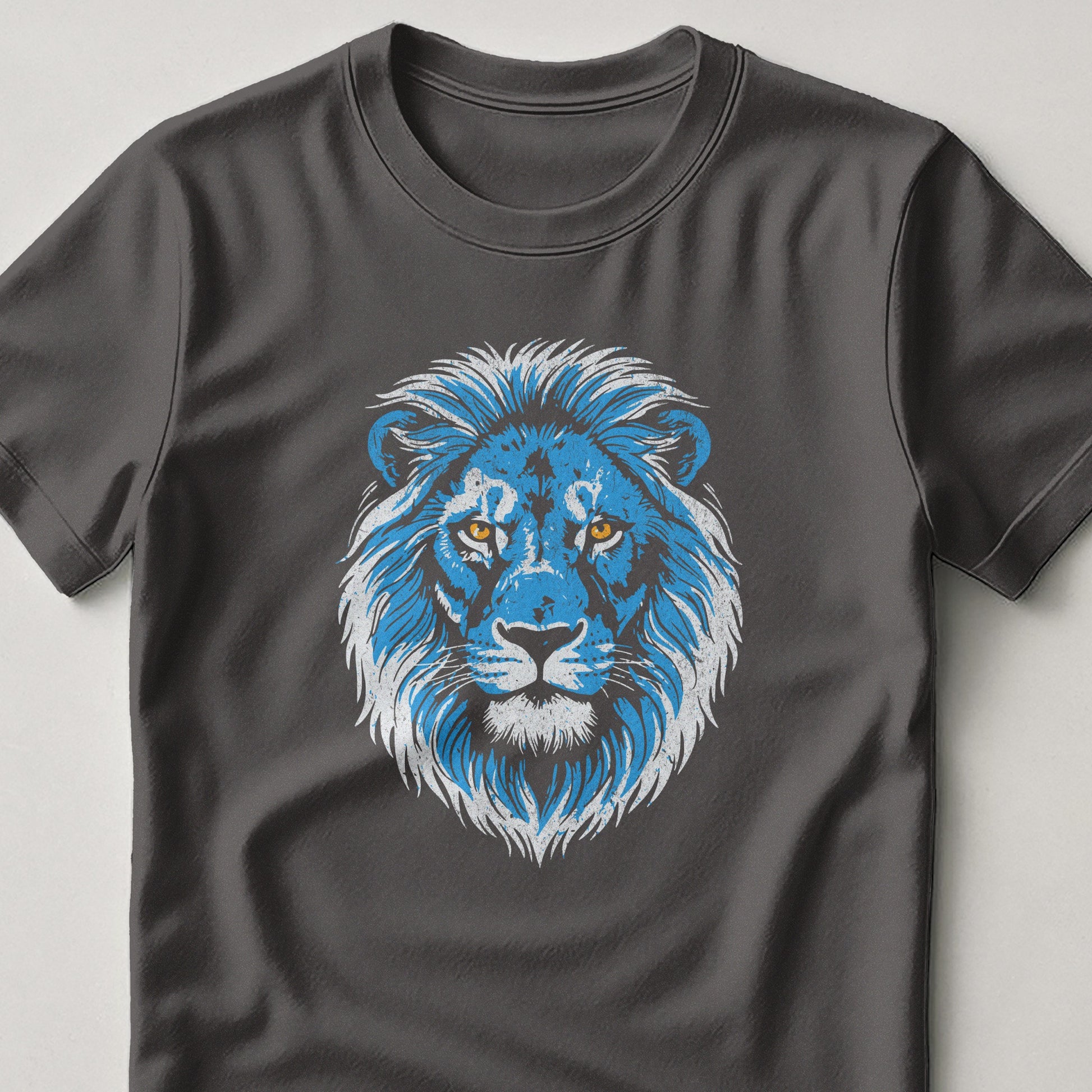 Blue and White Lion Illustration Graphic T-Shirt product