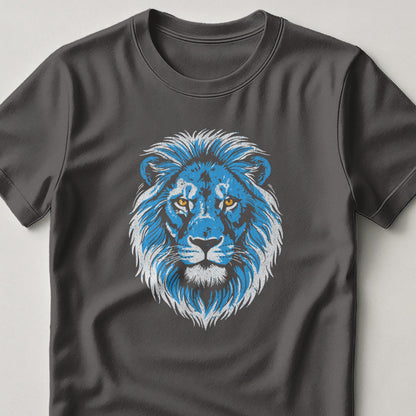 Blue and White Lion Illustration Graphic T-Shirt product