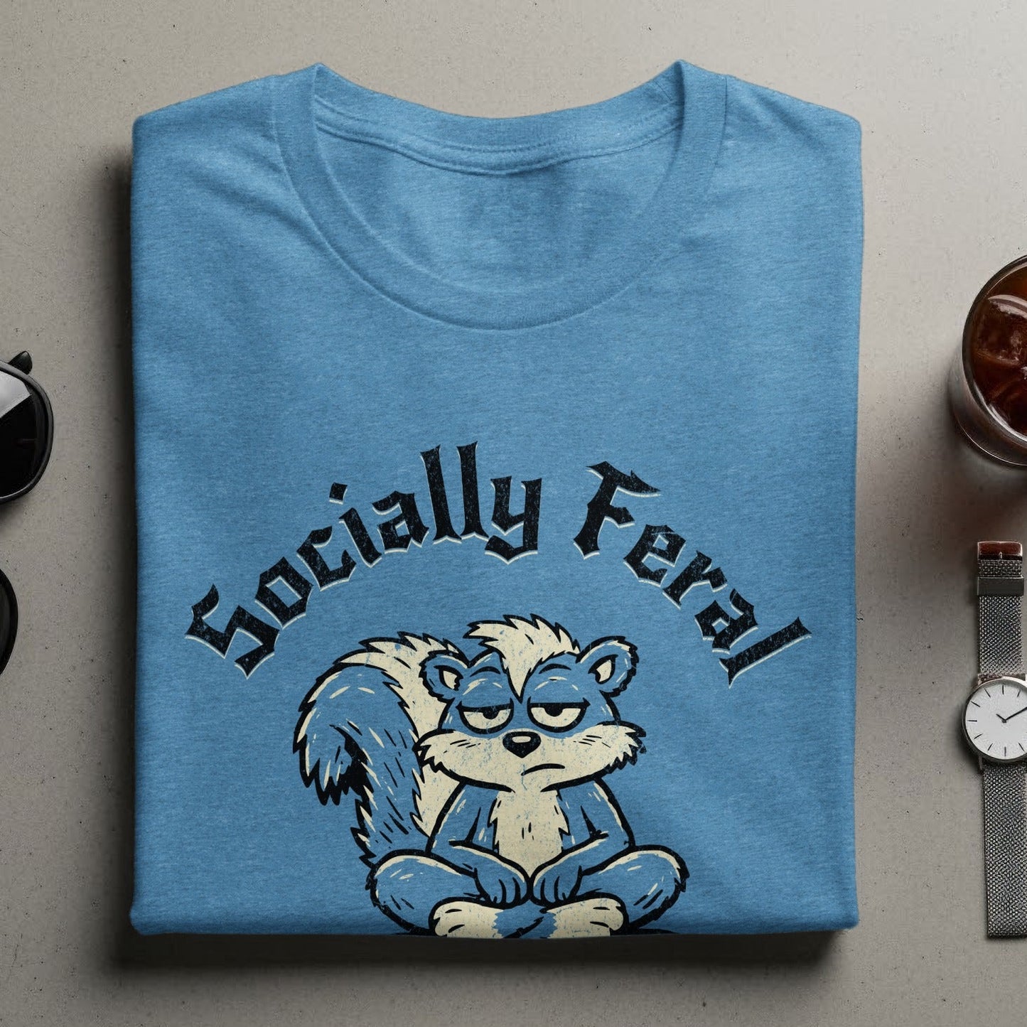 Socially Feral Graphic T-Shirt with Cute Cartoon Design