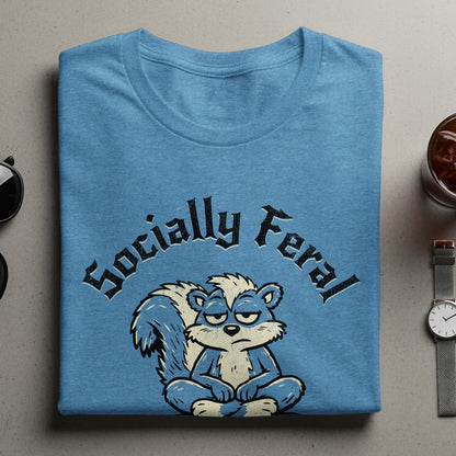 Socially Feral Graphic T-Shirt with Cute Cartoon Design