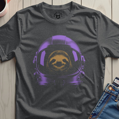 Sloth Astronaut in Purple Helmet Graphic T-shirt