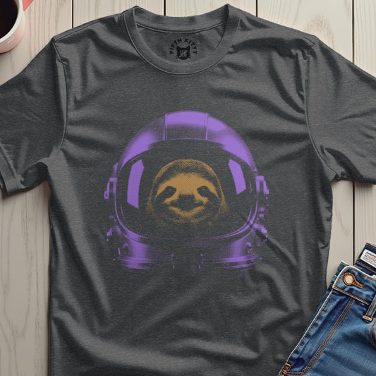 Sloth Astronaut in Purple Helmet Graphic T-shirt