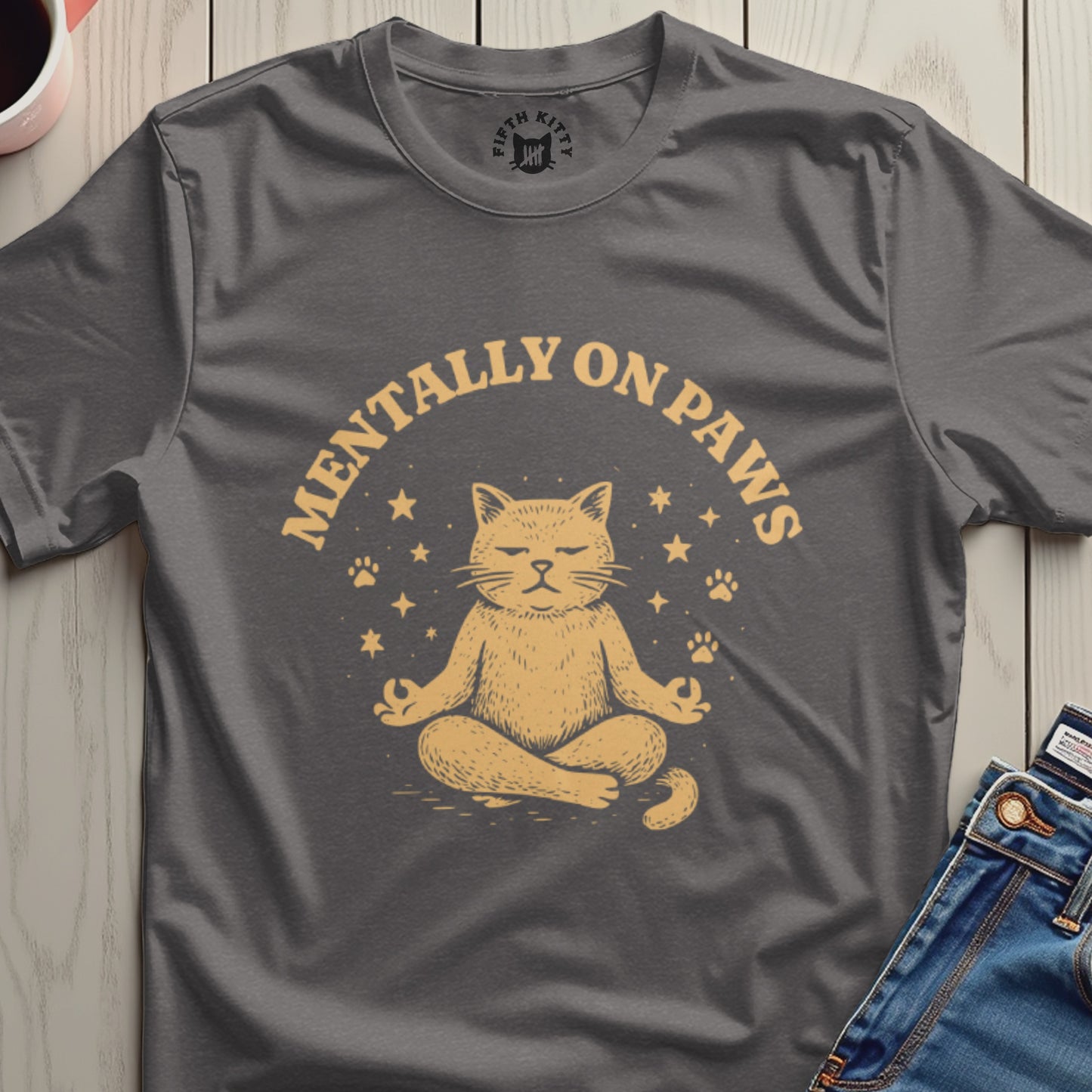 Mentally On Paws Relaxed Cat Graphic T-Shirt