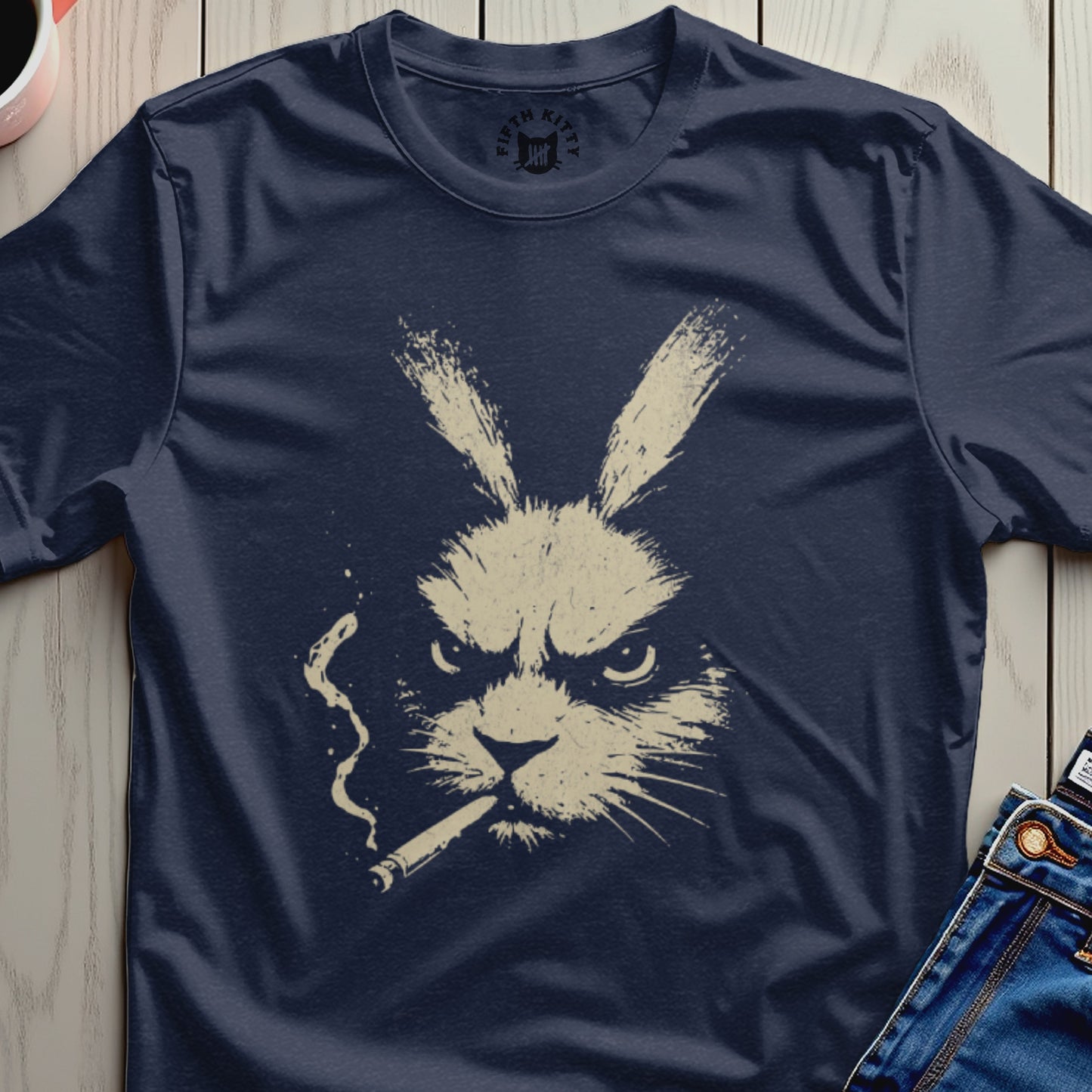 Smoking Angry Rabbit Graphic Tee Shirt for Stylish Looks
