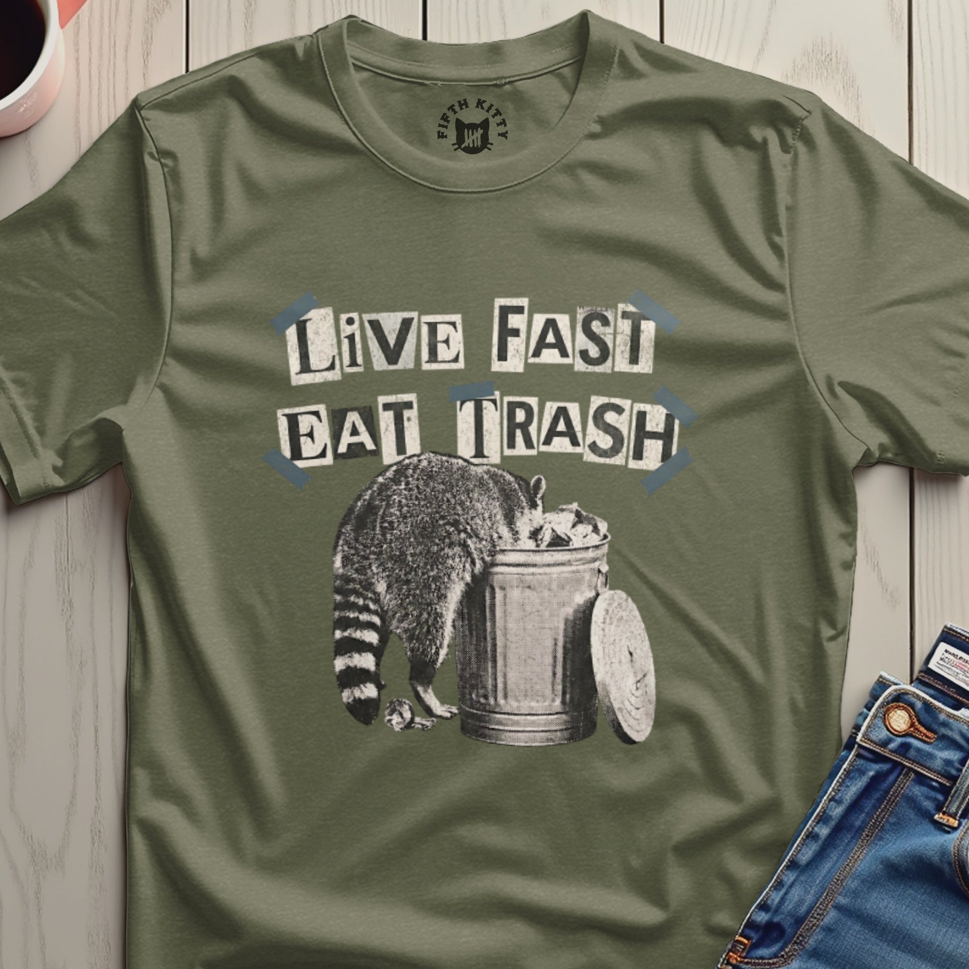 Live Fast Eat Trash Graphic T-Shirt for Trendy Style