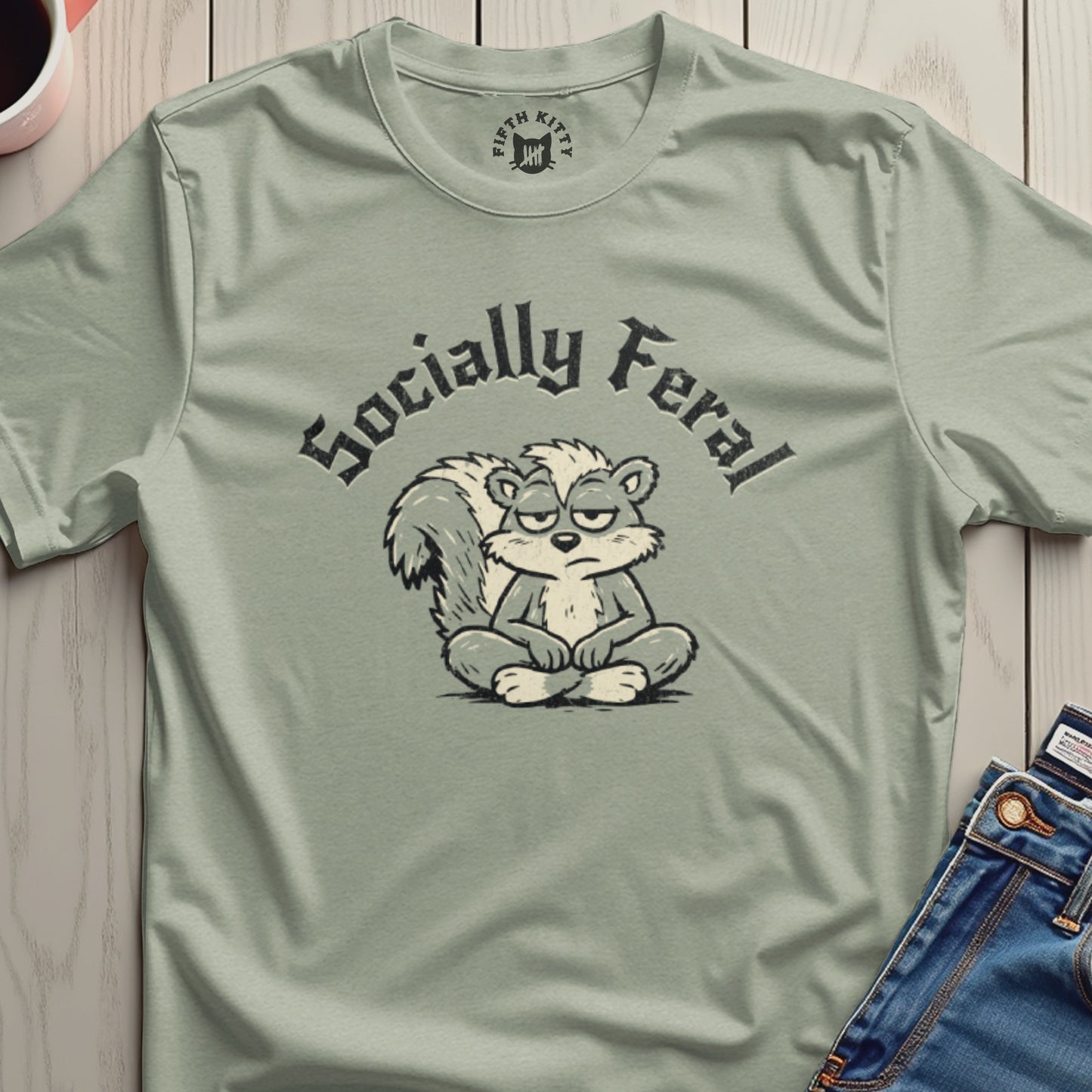 Socially Feral Funny Grumpy Squirrel Graphic T-shirt