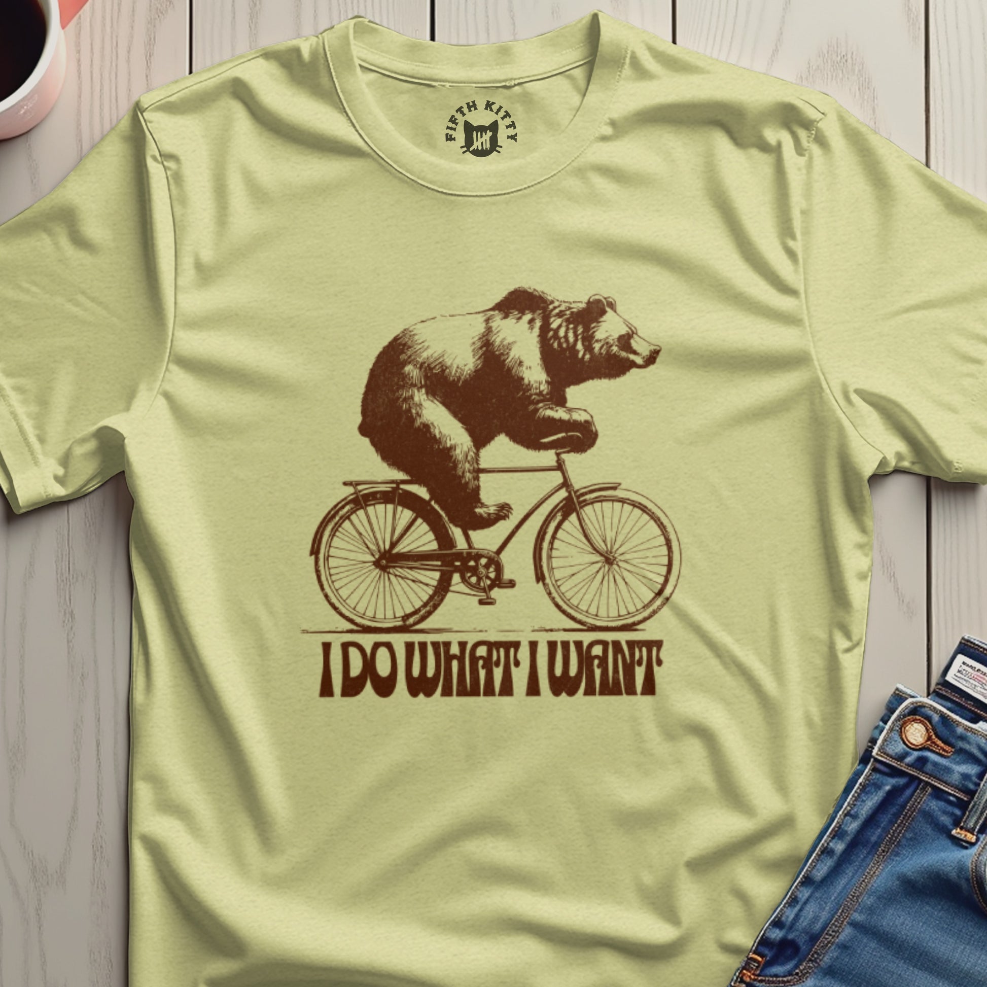 Bear Riding Bicycle Graphic Shirt I Do What I Want Tee