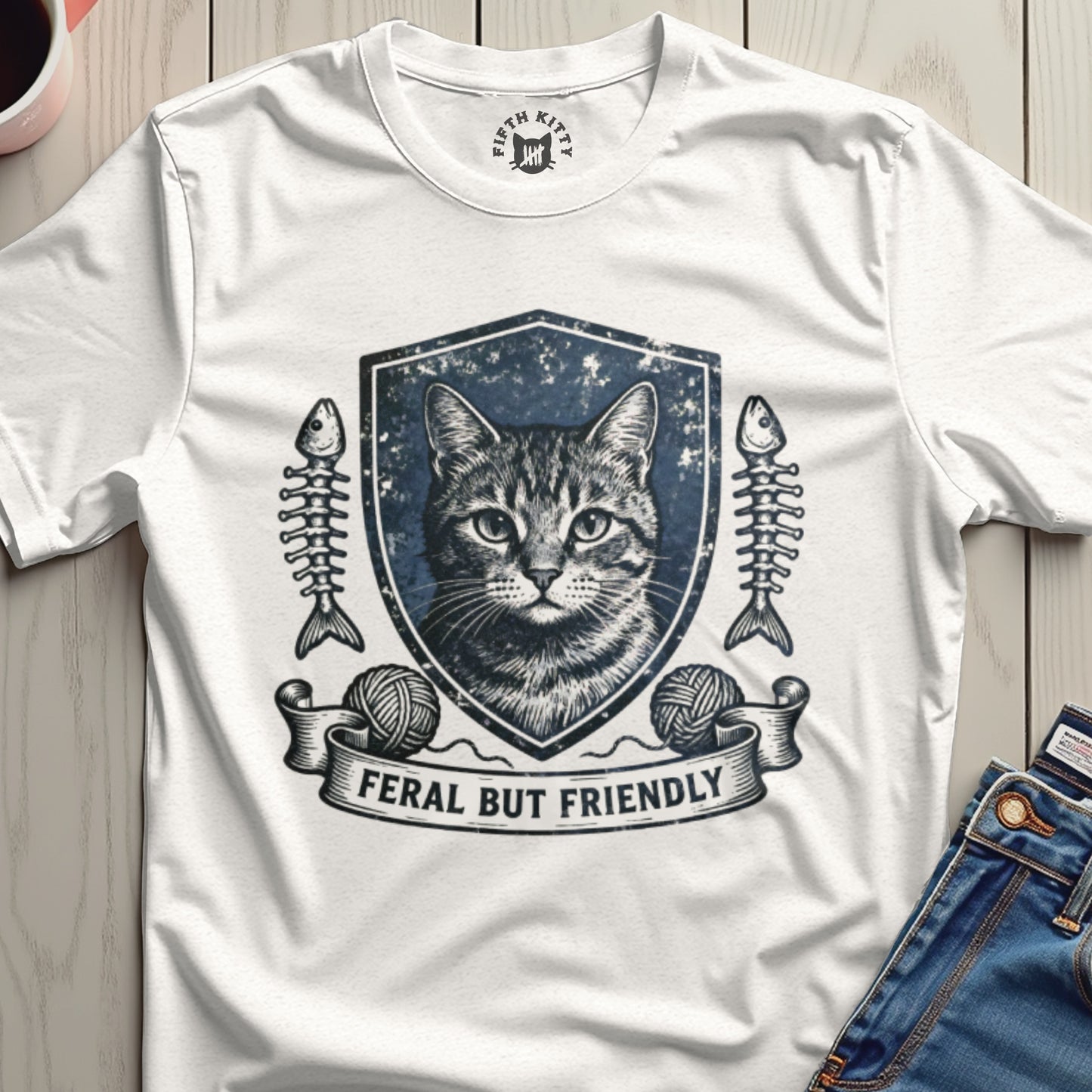 Feral But Friendly Cat T-shirt fun and unique design