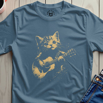 Cute Kitten Playing Guitar Graphic T-shirt