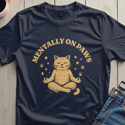 Mentally On Paws Cat Yoga Themed T-shirt