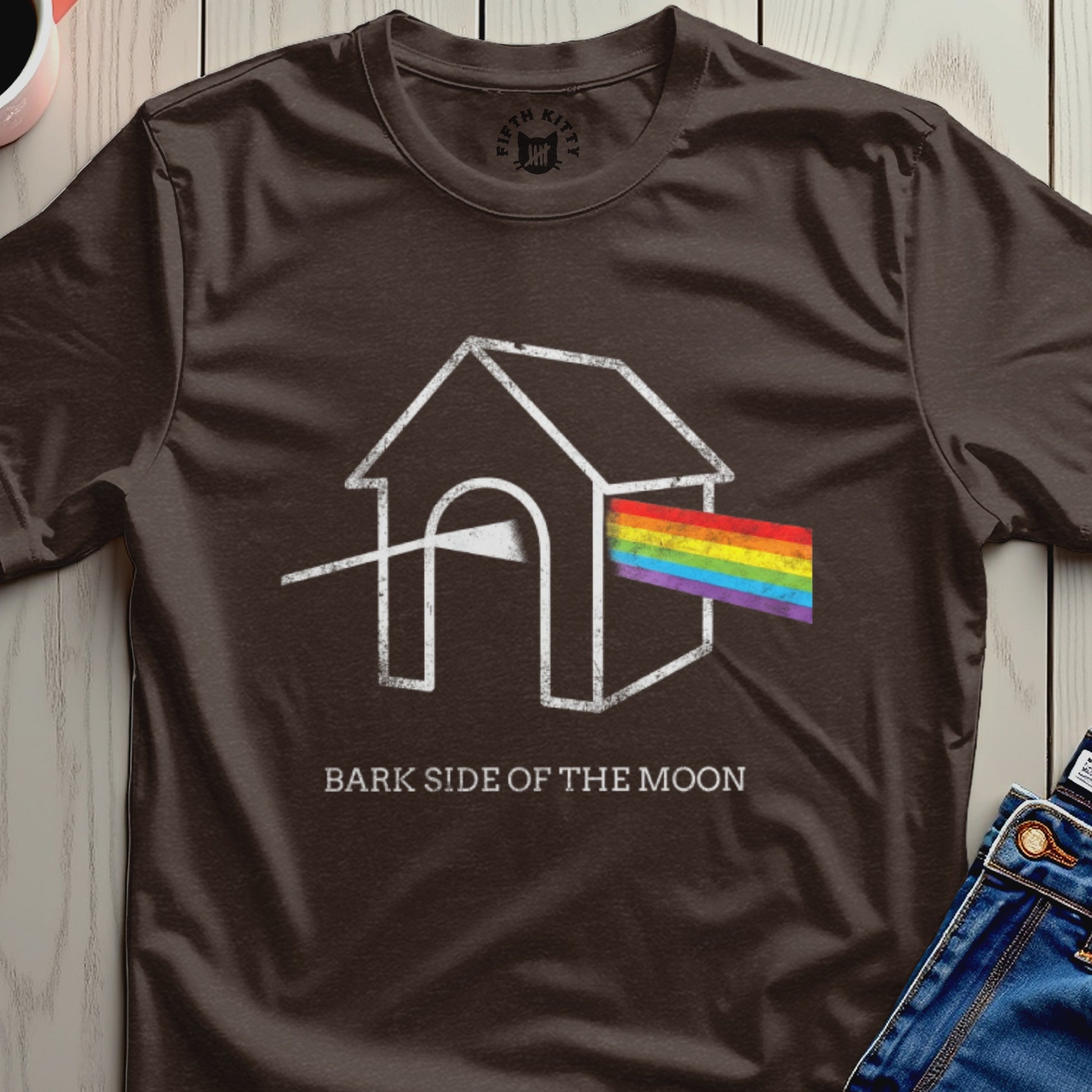 Bark Side of the Moon Rainbow Dog House T-shirt