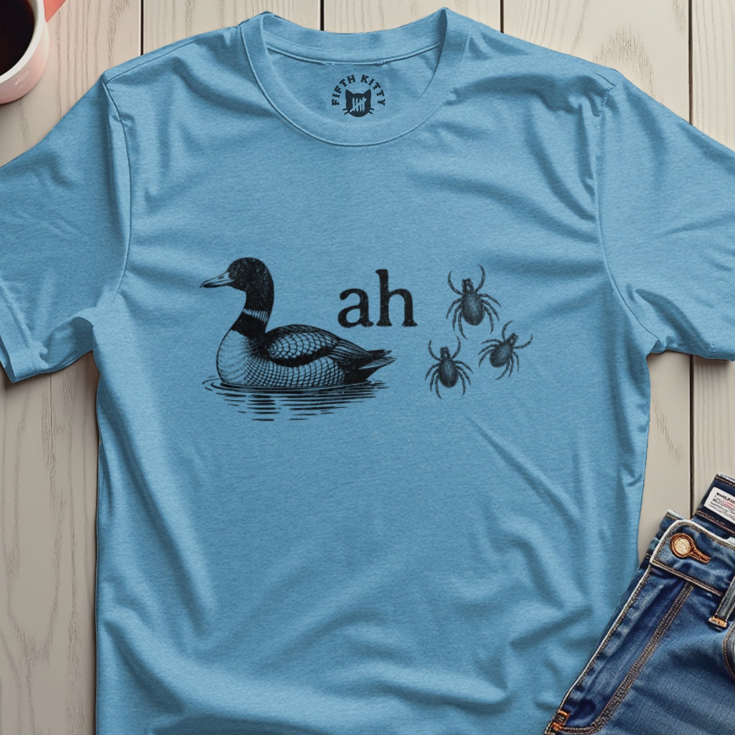 Ah Duck and Spiders Graphic Blue T-shirt