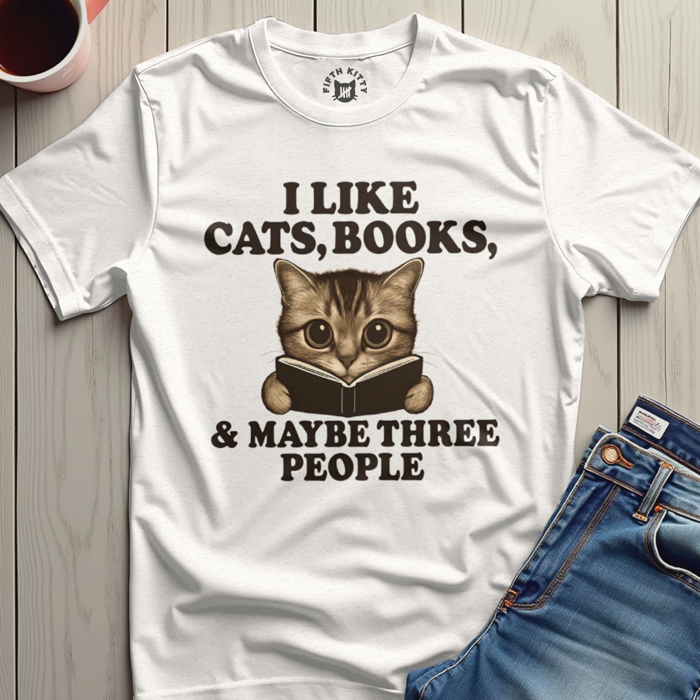 I Like Cats Books and Maybe Three People T-shirt product type