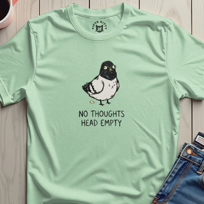 No Thoughts Head Empty Funny Bird Graphic Tee Shirt