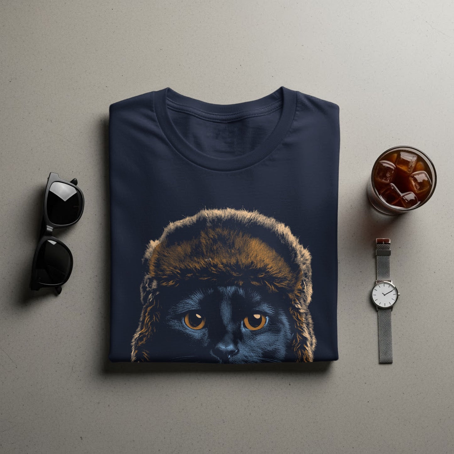 Cute Cat in Fur Hat Graphic Tee for Stylish Outfits