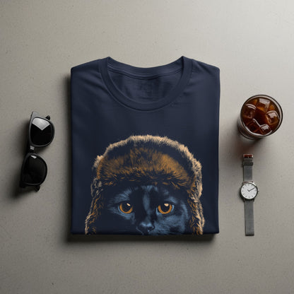 Cute Cat in Fur Hat Graphic Tee for Stylish Outfits