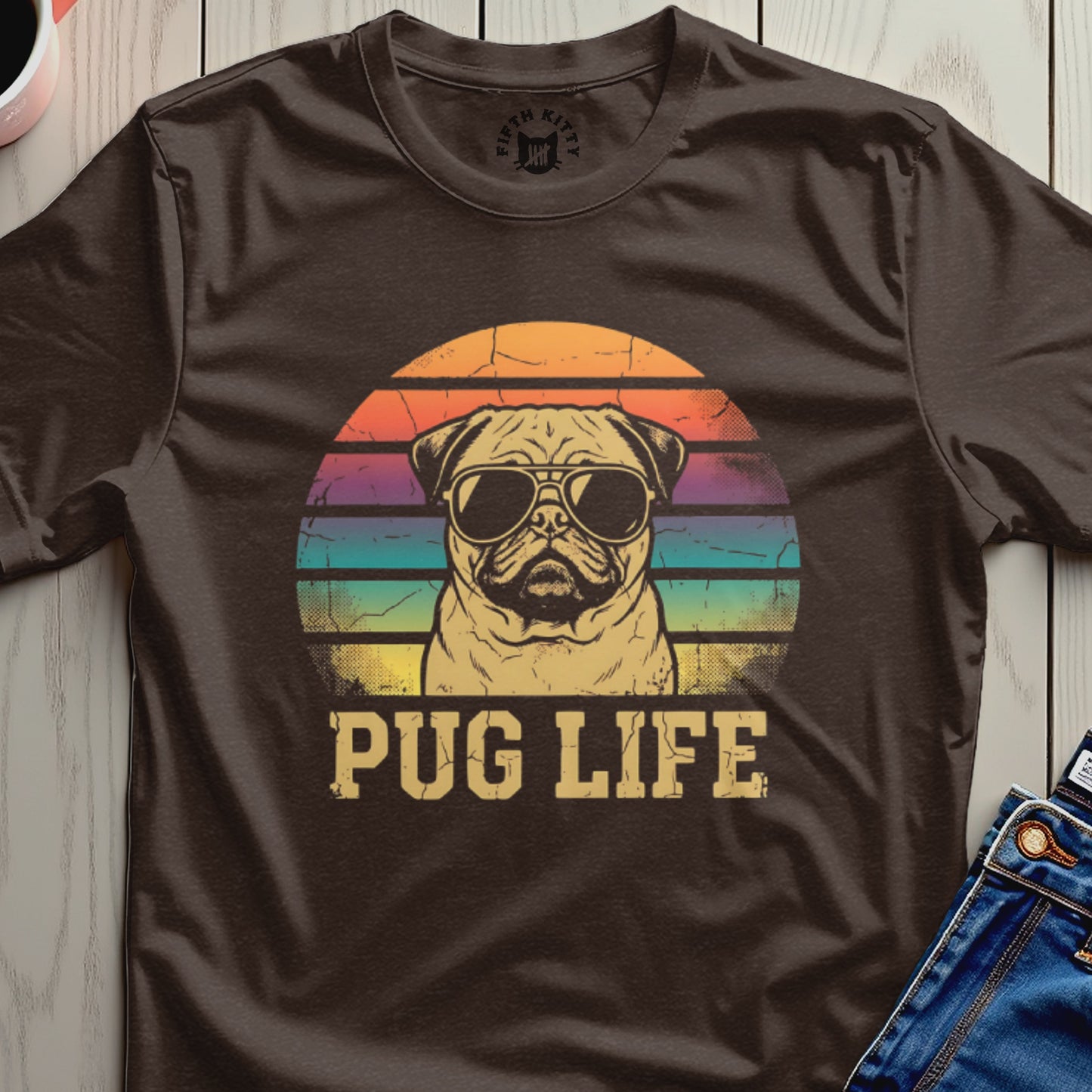 Vintage Pug Life Retro Sunglasses Graphic T-Shirt
