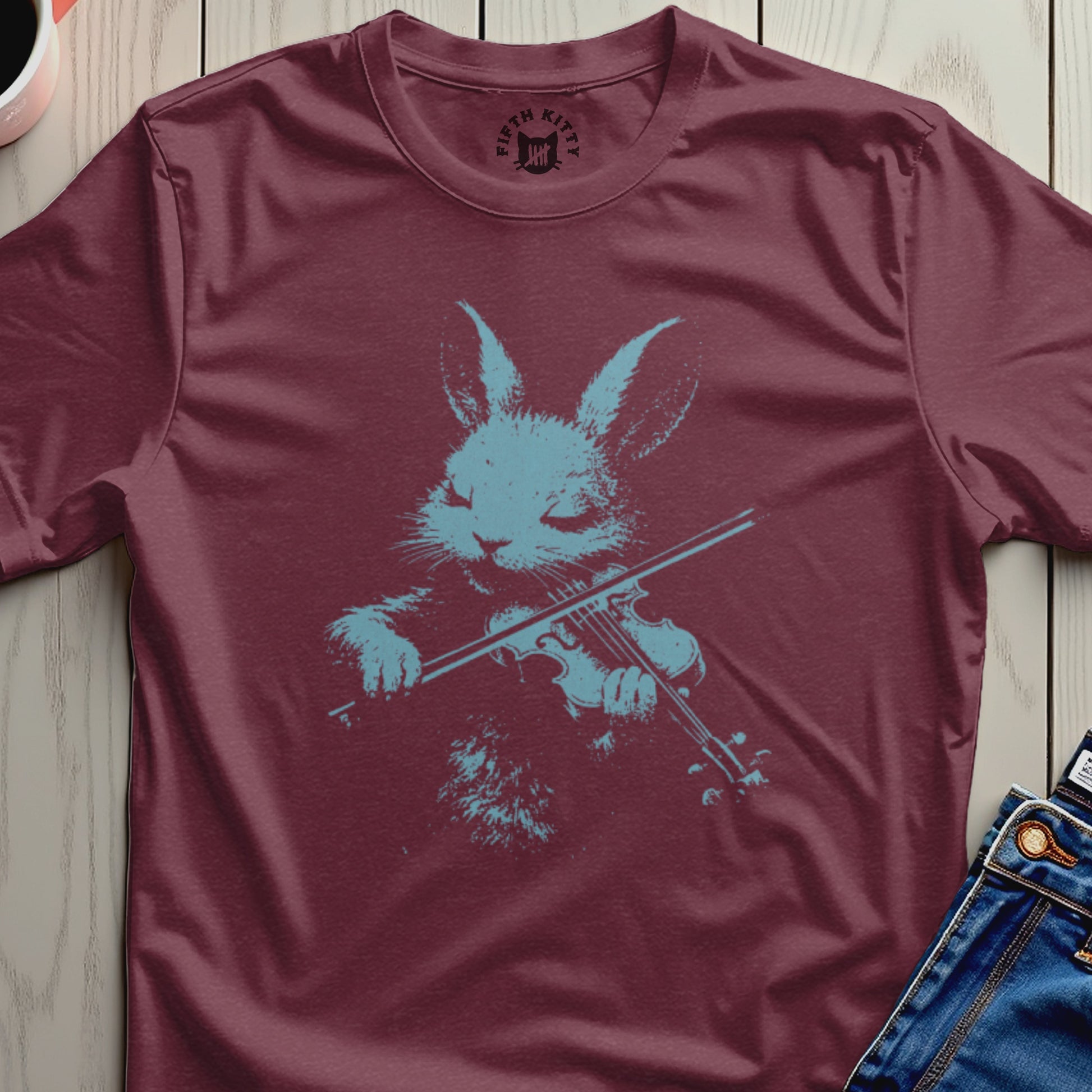 Rabbit Playing Violin Graphic Print T-Shirt Product