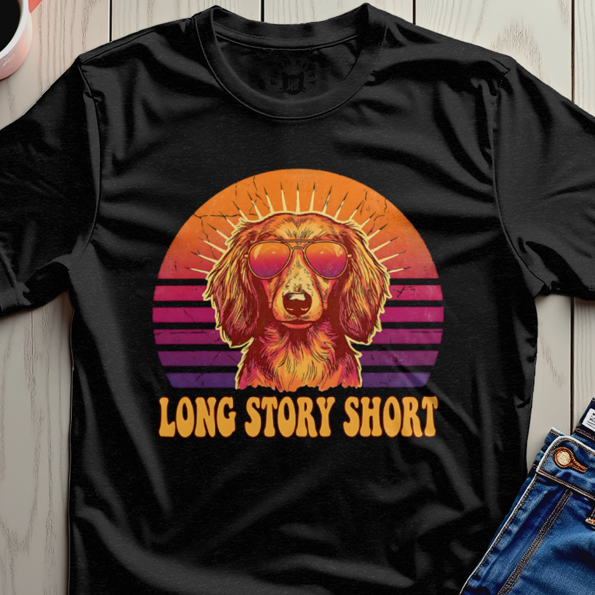 Long Story Short Cool Retro Dog Graphic T-shirt