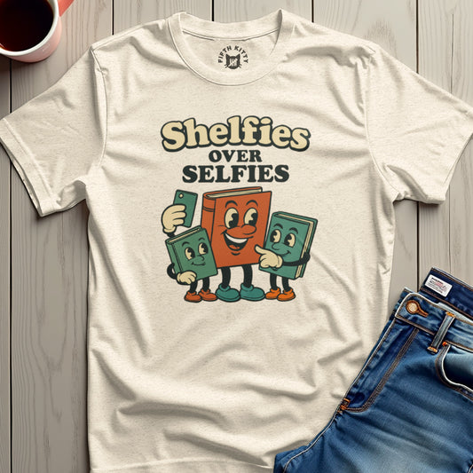 Shelfies Over Selfies Cute Books Graphic T-Shirt product