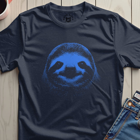 Sloth Face Design on Navy T-Shirt Perfect for Casual Wear