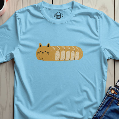 Light blue t-shirt with a loaf-shaped cat graphic and "Fifth Kitty" logo.