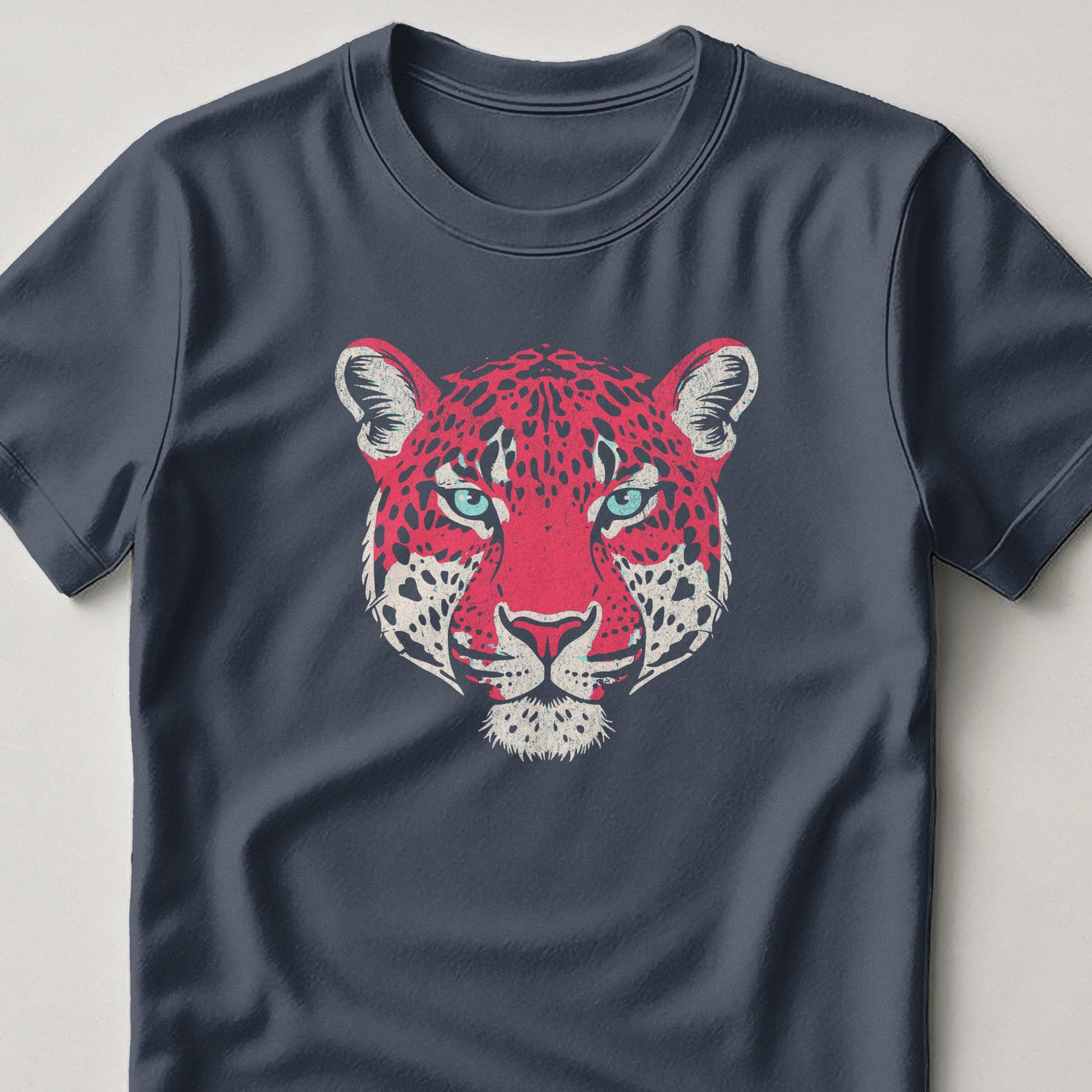 Fierce Red Leopard Face on Dark Grey Tee product