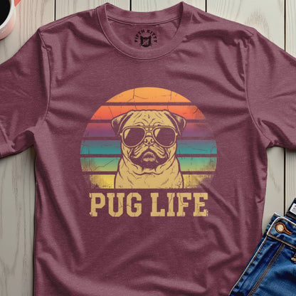 Vintage Pug Life Graphic Tee Retro Dog Lover Shirt