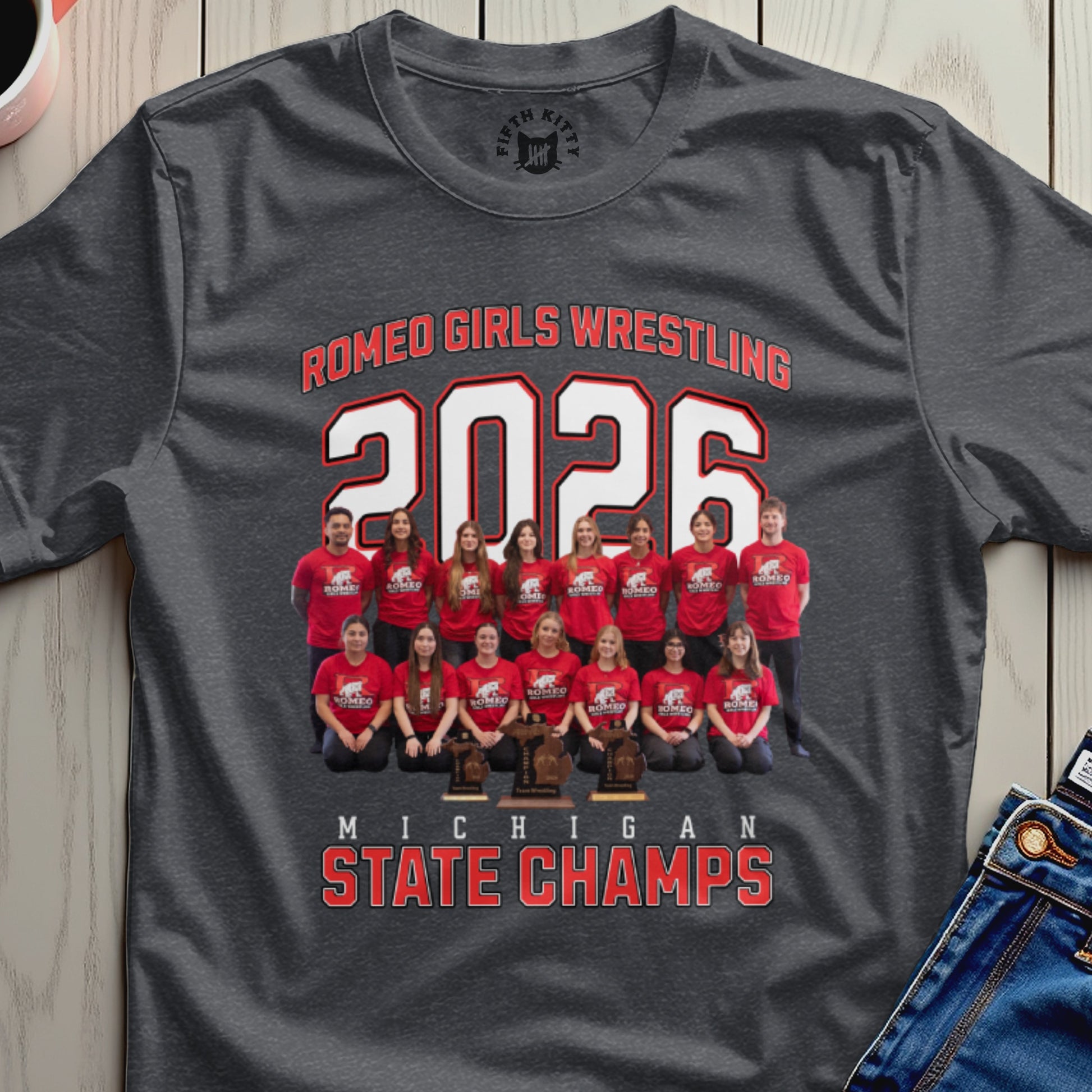 Romeo Girls Wrestling 2026 Michigan State Champs team photo.