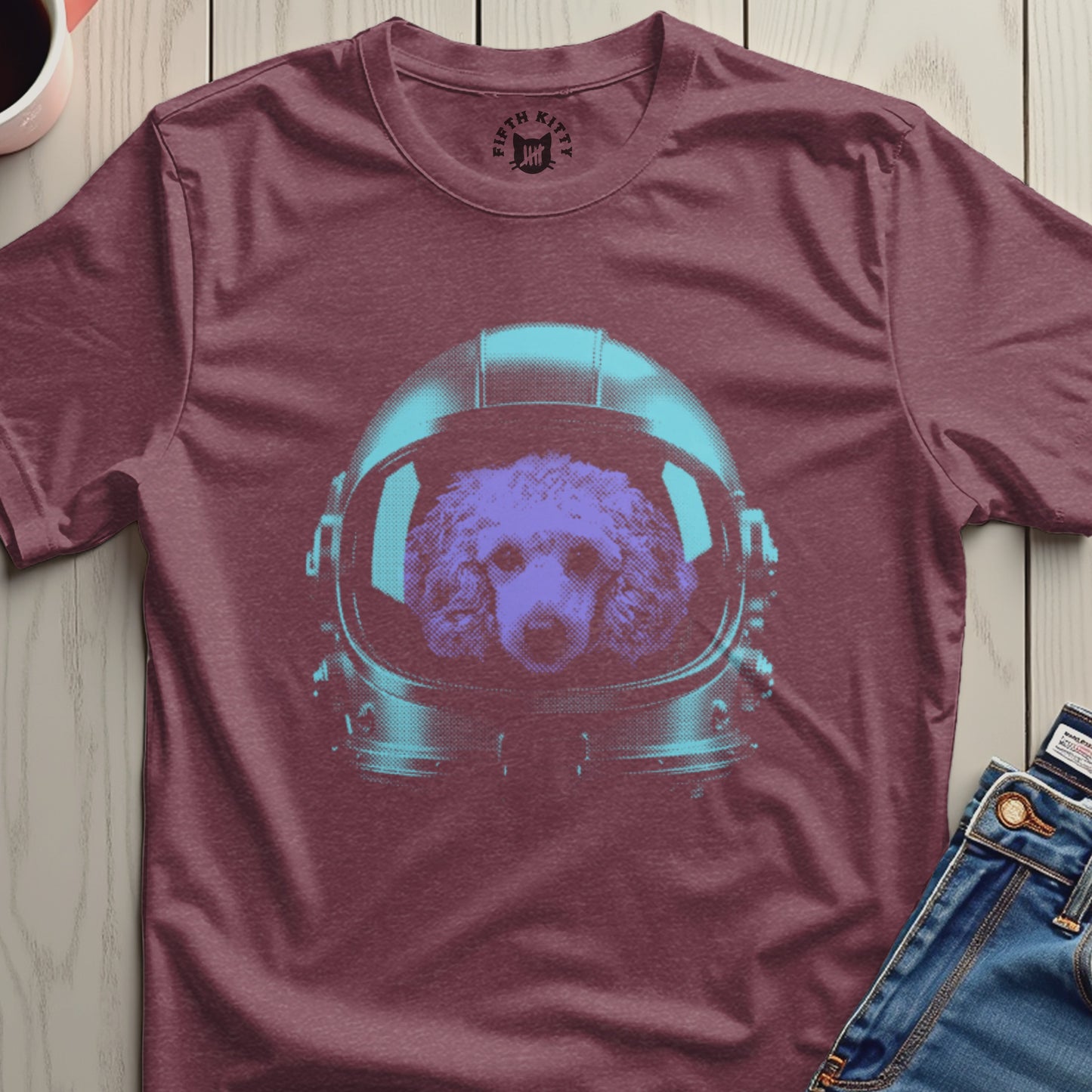 Space Dog in Helmet Graphic T-Shirt