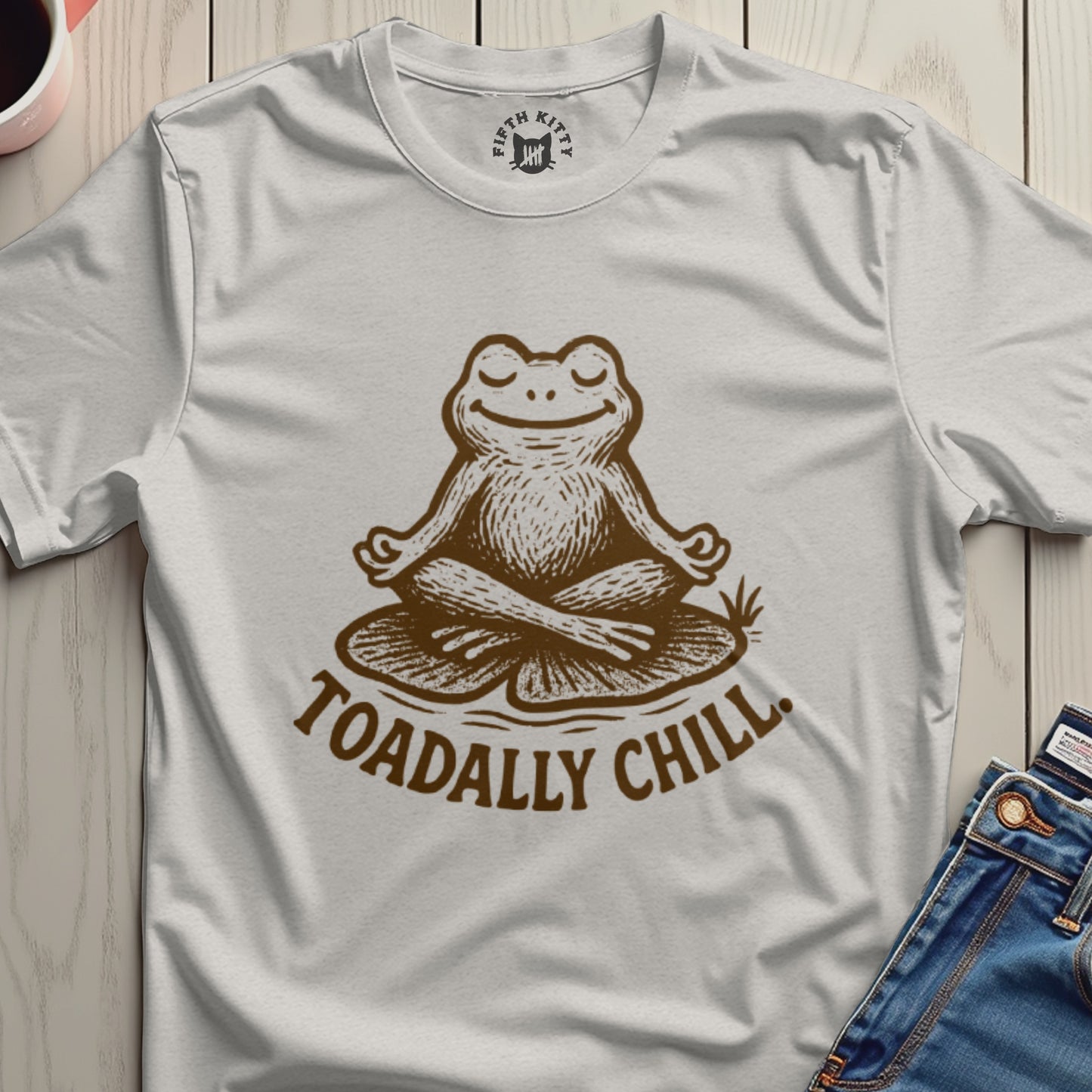 Toadally Chill Yoga Frog with Fun Design T-Shirt